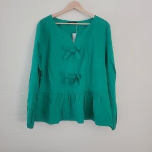 Brand New Women's Long Sleeve Babydoll Top (Green XL)